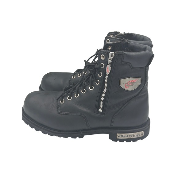 Red Wing 967 Black Leather Side-Zip Steel Toe Biker Boots Men\'s Size 8 main image 5
